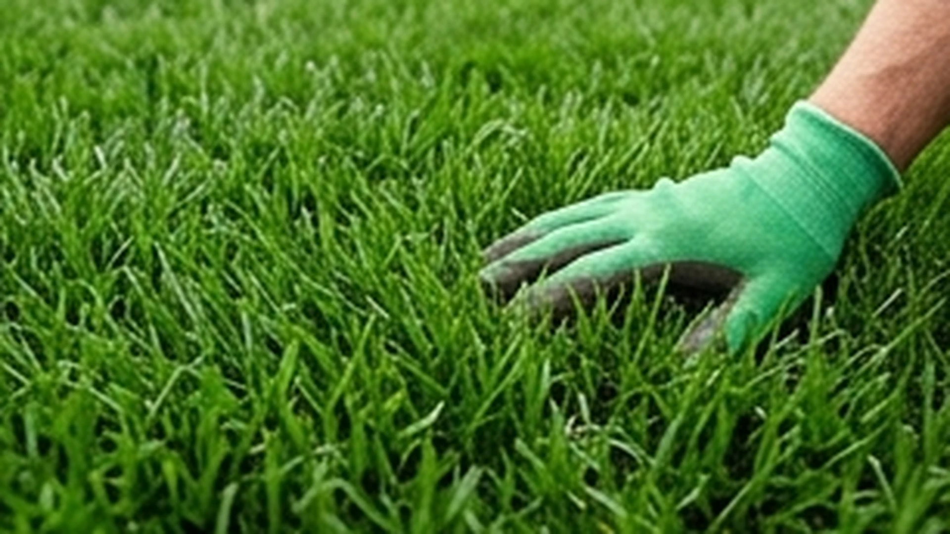 Healthy green residential lawn after maintenance and turf care